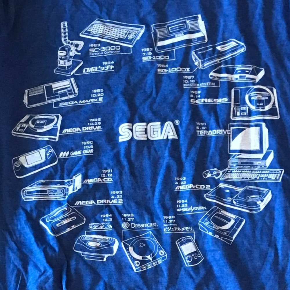 E3 2019 Sega T-Shirt history vintage console blue